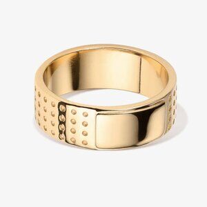 NWT V Coterie Bandage Ring 18k Gold Plated, Wide stacking ring, Size 6